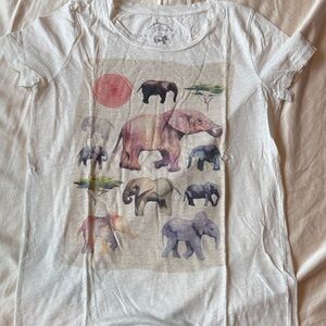 J. Crew White Elephant Print Tee